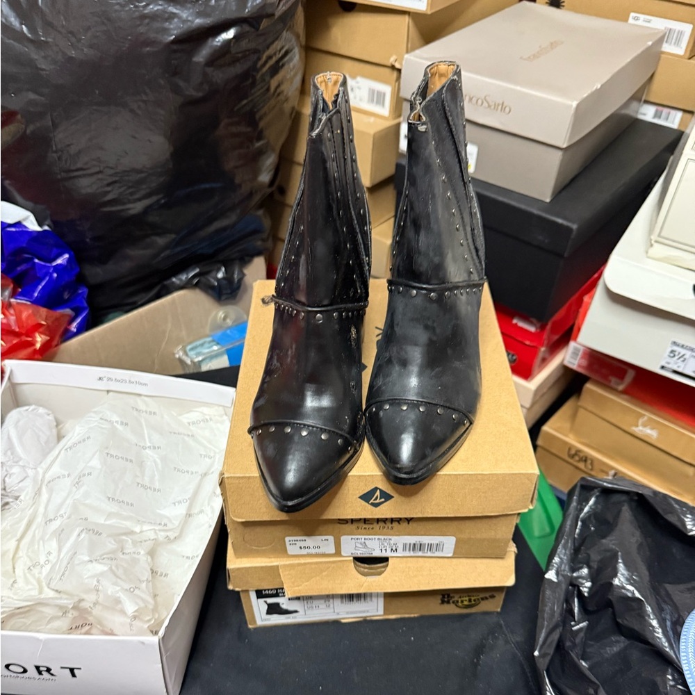 Report Black Studded Heeled Boots